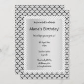 Silbergrauer Streifen Mermaid Party Einladungen (Vorne/Hinten)