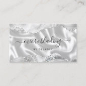 Silbergraues Achat-Glitter-Luxus-Microblading Visitenkarte (Vorderseite)