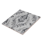 Silbergraues Barock-Damaskus-Blumenmuster Fliese (Seite)