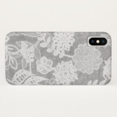 Silbergraues Blumendesign Case-Mate iPhone Hülle (Rückseite (Horizontal))
