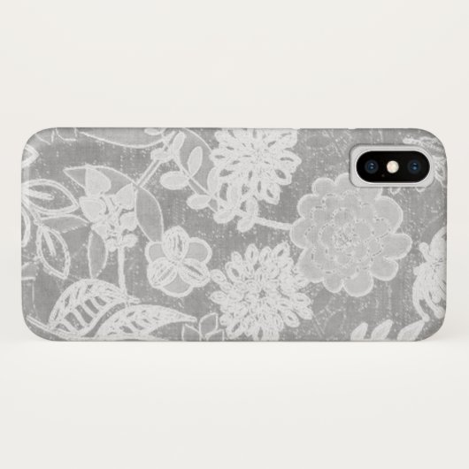 Silbergraues Blumendesign Case-Mate iPhone Hülle (Rückseite (Horizontal))