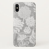 Silbergraues Blumendesign Case-Mate iPhone Hülle (Rückseite)