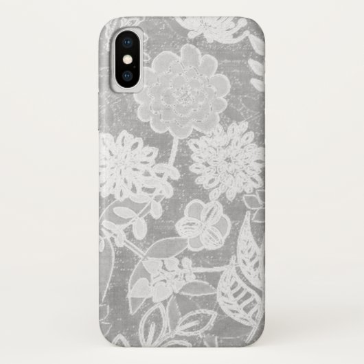 Silbergraues Blumendesign Case-Mate iPhone Hülle (Rückseite)