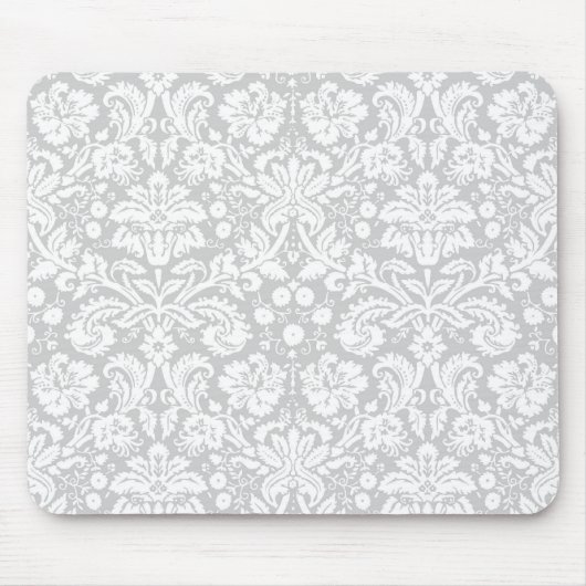 Silbergraues Damastmuster Mousepad (Vorne)