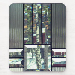 Silbergraues Glas aus abgeschrägtem Glas Mousepad