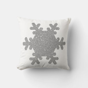 Silbergraues Glitter-Schneeflocken-Muster Weihnach Kissen