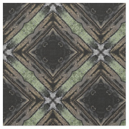 Silbergraues, grünes, schwarz gefliestes Diamanten Stoff