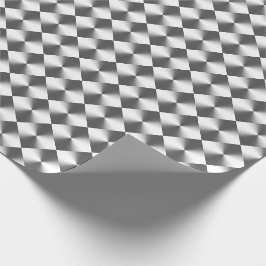 Silbergraues Kariertes Muster Geschenkpapier (Ecke)