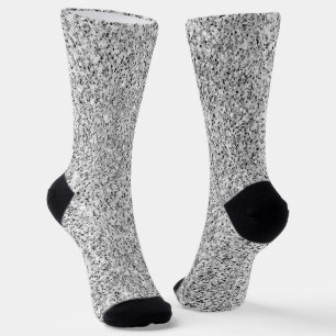 Silbergraues Licht Glitter Funkeln schwarz weiß Socken