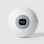 Silbergraues Lichtglitzern funkelt Monogramm Golfball (Vorderseite)