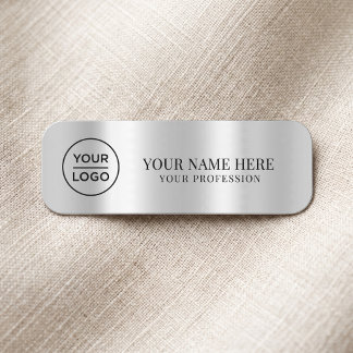 Silbergraues Logo farbige Mitarbeiter magnetisch, Namensschild