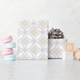 Silbergraues marokkanisches Rundmuster Geschenkpapier
