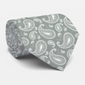 Silbergraues Paisley Krawatte (Gerollt)
