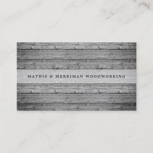 Silbergraues Vintages, wiederaufbereitetes Holz Visitenkarte (Vorderseite)
