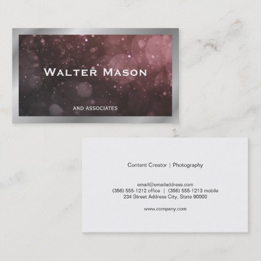 Silbergrenze | Bokeh | Content Creator Visitenkarte (Vorne/Hinten)