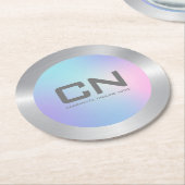 Silbergrenze Rosa und Blau Runder Pappuntersetzer (Angewinkelt)