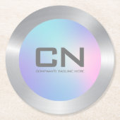 Silbergrenze Rosa und Blau Runder Pappuntersetzer (Vorderseite)