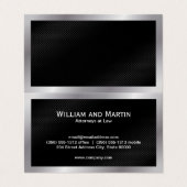 Silbergrenze | Schwarzes Muster Visitenkarten (Außenseite Aufgefaltet)