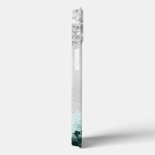 Silbergrüne Blüten eleganter Monogrammname Case-Mate iPhone Hülle (Rückseite / Rechts)