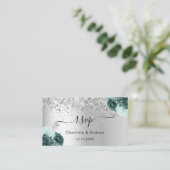 Silbergrüne Hochzeitswebsite UAWG QR-Code Begleitkarte (Stehend Vorderseite)