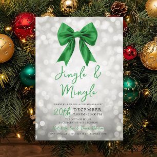 Silbergrüne Jingle-Mingle-Weihnachtsfeier-Schleife Einladung