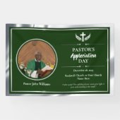 Silbergrüne Pastor Ehrerbietung Kirchenveranstaltu Banner (Horizontal)