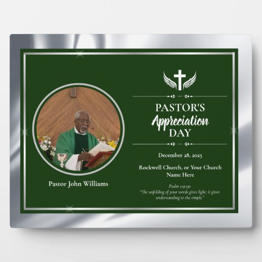 Silbergrüne Pastor Ehrerbietung Kirchenveranstaltu Fotoplatte (Vorderseite)