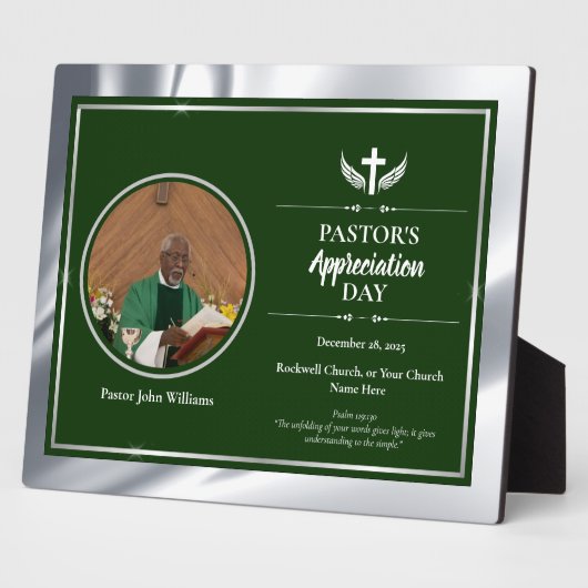 Silbergrüne Pastor Ehrerbietung Kirchenveranstaltu Fotoplatte (Seite)