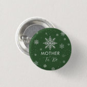 Silbergrüne Schneeflocke Baby Shower für werdende Button (Vorne & Hinten)