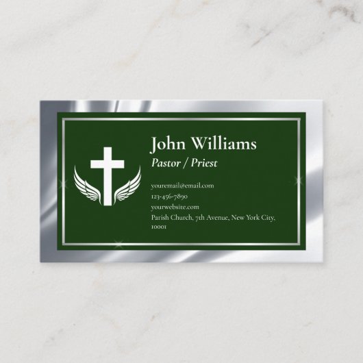 Silbergrüner Pfarrer Visitenkarte (Vorderseite)