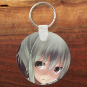 Silberhaariges Anime-Mädchen in Schattenkitschigen Schlüsselanhänger (Rückseite)