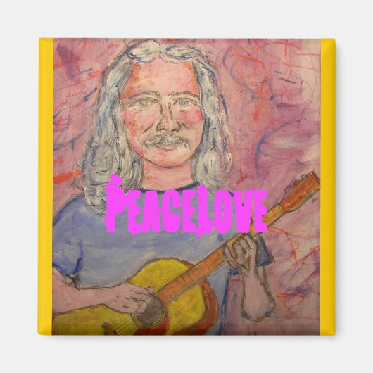 Silberhaarrocker PeaceLove Magnet (Vorne)