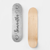 Silberherz-Glitzer-Custom SKATEBOARD (Vorderseite)