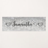 Silberherz-Glitzer Yogamatte (Vorderseite (Horizontal))