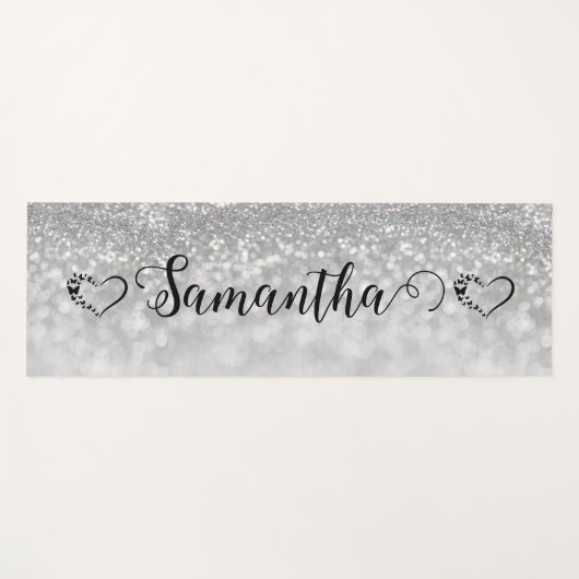 Silberherz-Glitzer Yogamatte (Vorderseite (Horizontal))