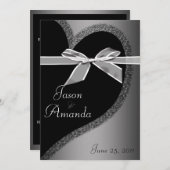 Silberherz mit Bow einladen Einladung (Vorne/Hinten)