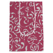 Silberherz rosa Damaske Personalisiert Mittlere Geschenktüte (Rückseite)