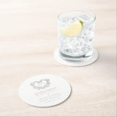 Silberherz-Rosa-Kranz-Monogramm Hochzeit Runder Pappuntersetzer (Vor Ort)