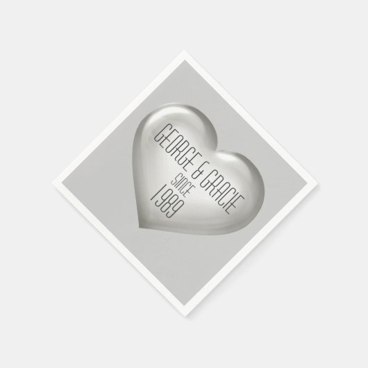 Silberherz Serviette (Ecke)