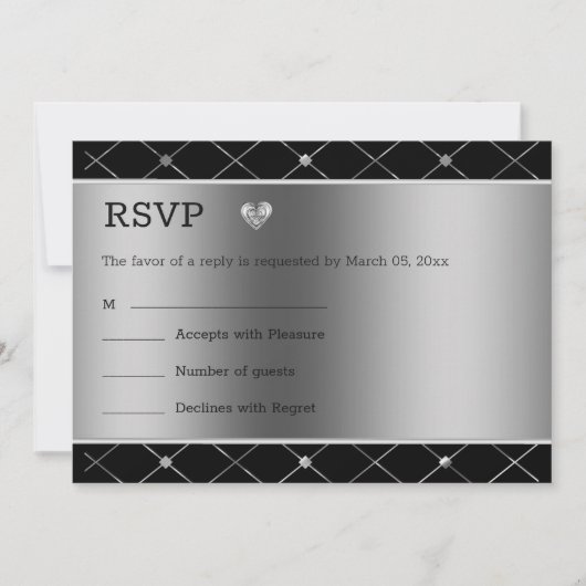 Silberherz und Hintergrund Einladung (Vorderseite)