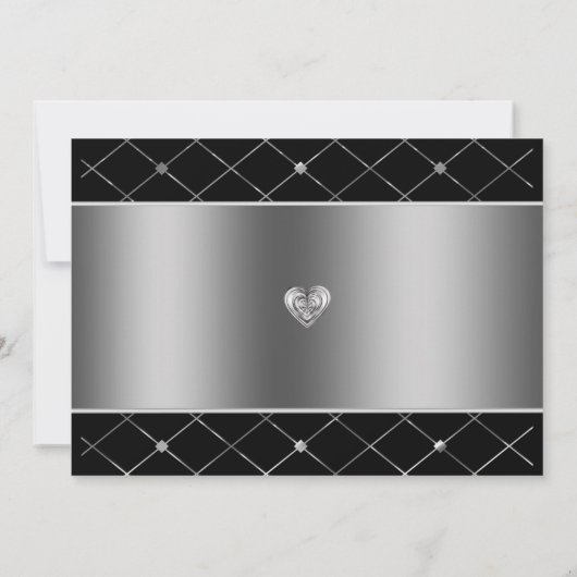 Silberherz und Hintergrund Einladung (Rückseite)