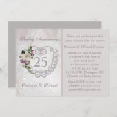 Silberherz und Lilie 25. Hochzeitstag Einladung (Vorne/Hinten)