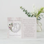 Silberherz und Lilie 25. Hochzeitstag Einladung (Stehend Vorderseite)