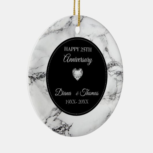 Silberherz und marmoriert keramik ornament (Rechts)