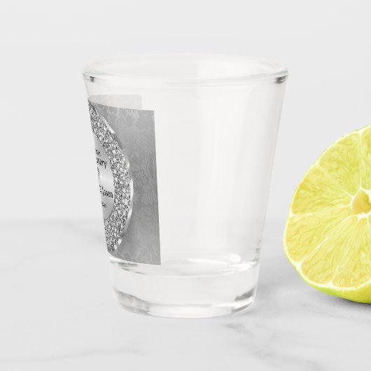 Silberherz und weiße Diamanten - Jubiläum Schnapsglas (Rechts)