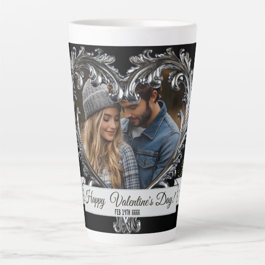 Silberherz Valentine's/Jubiläum Latte Tasse (Vorderseite)
