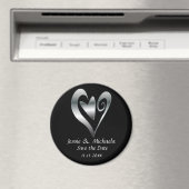 Silberherzen auf Schwarz Save the Date Magnet (In Situ (Geschirrspüler))