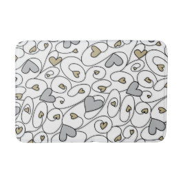 Silberherzen und goldene, lockige Herzen Badematte