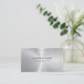 Silberhintergrund mit Goldgrenze Visitenkarte (Stehend Vorderseite)