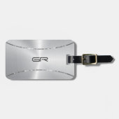 Silberhintergrund Silberstreifen Streifen Akzent Gepäckanhänger (Vorderseite horizontal)